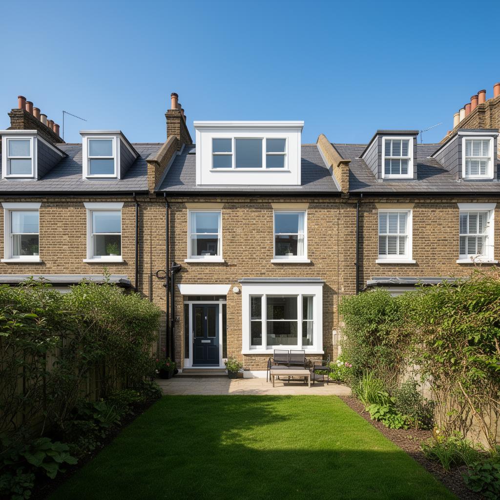 Victorian terrace house in East London with a finished rear dormer loft conversion visible from the back garden